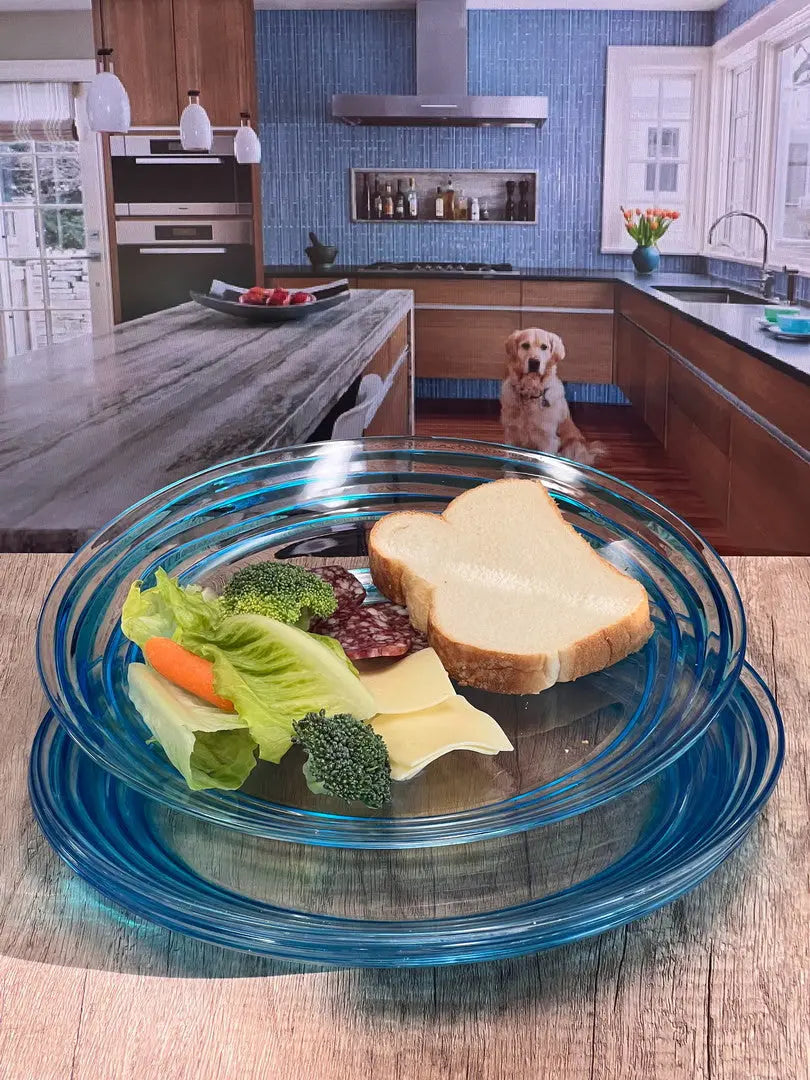 Clear and Blue Four Piece Swirl Acrylic Service For Four Dinner Plate Set Homeroots Kitchen & Dining