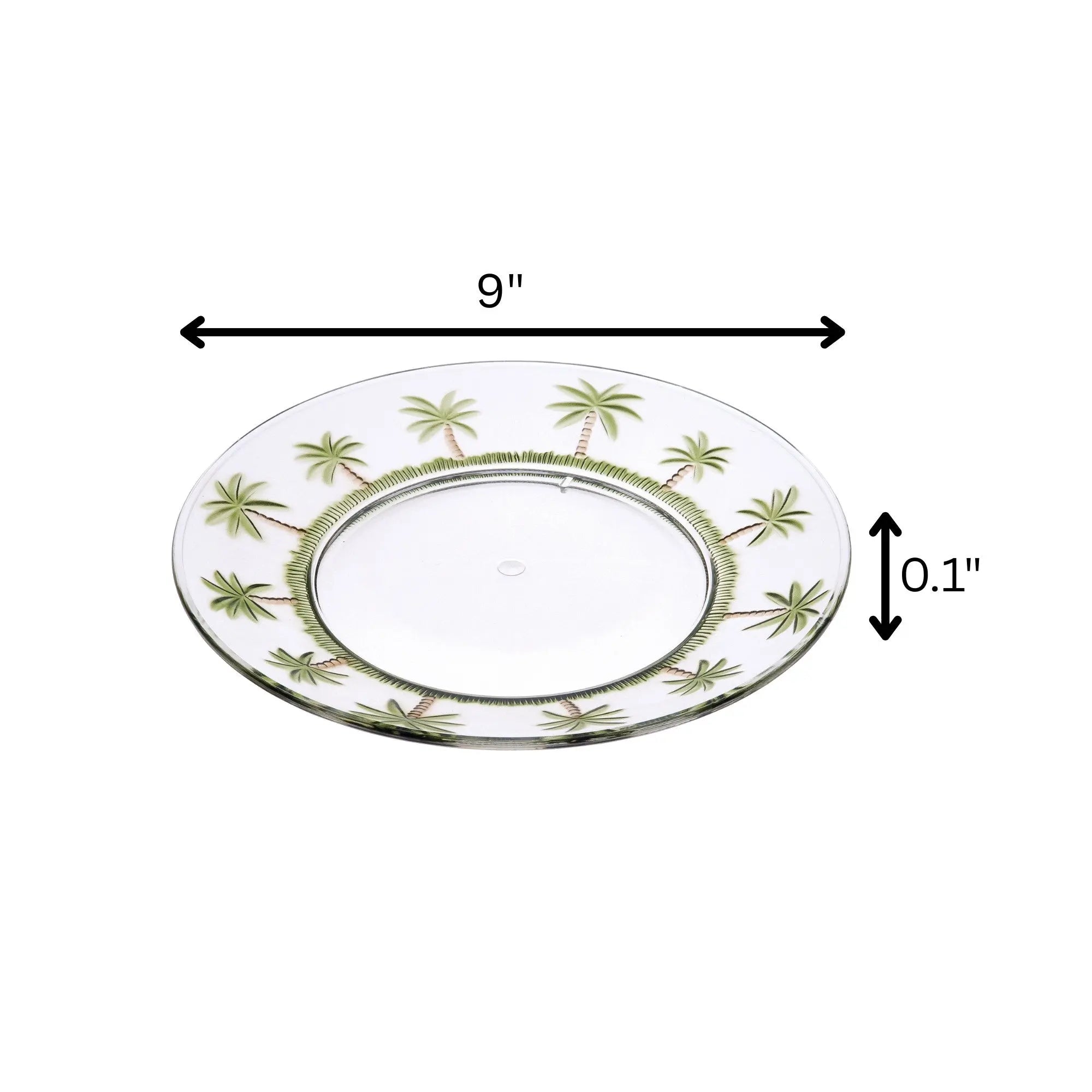 Clear and Green Four Piece Palm Tree Acrylic Service For Four Dinner Plate Set Homeroots Kitchen & Dining