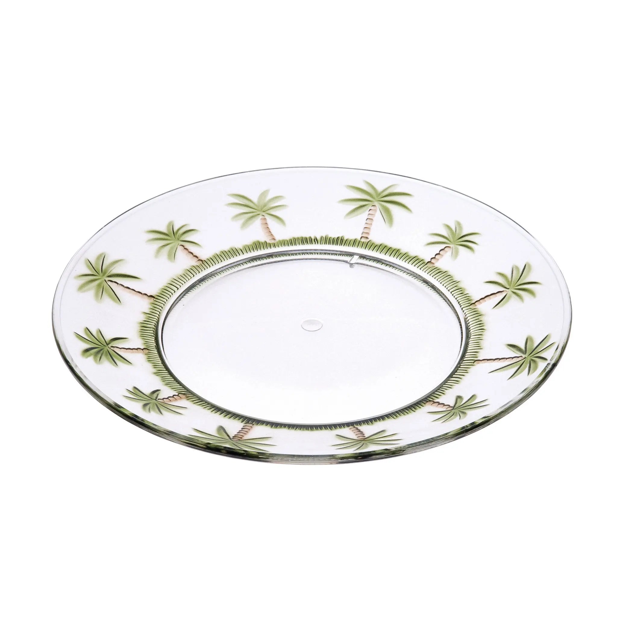Clear and Green Four Piece Palm Tree Acrylic Service For Four Dinner Plate Set Homeroots Kitchen & Dining