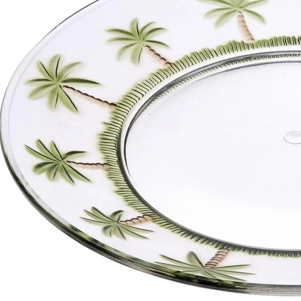 Clear and Green Four Piece Palm Tree Acrylic Service For Four Dinner Plate Set Homeroots Kitchen & Dining