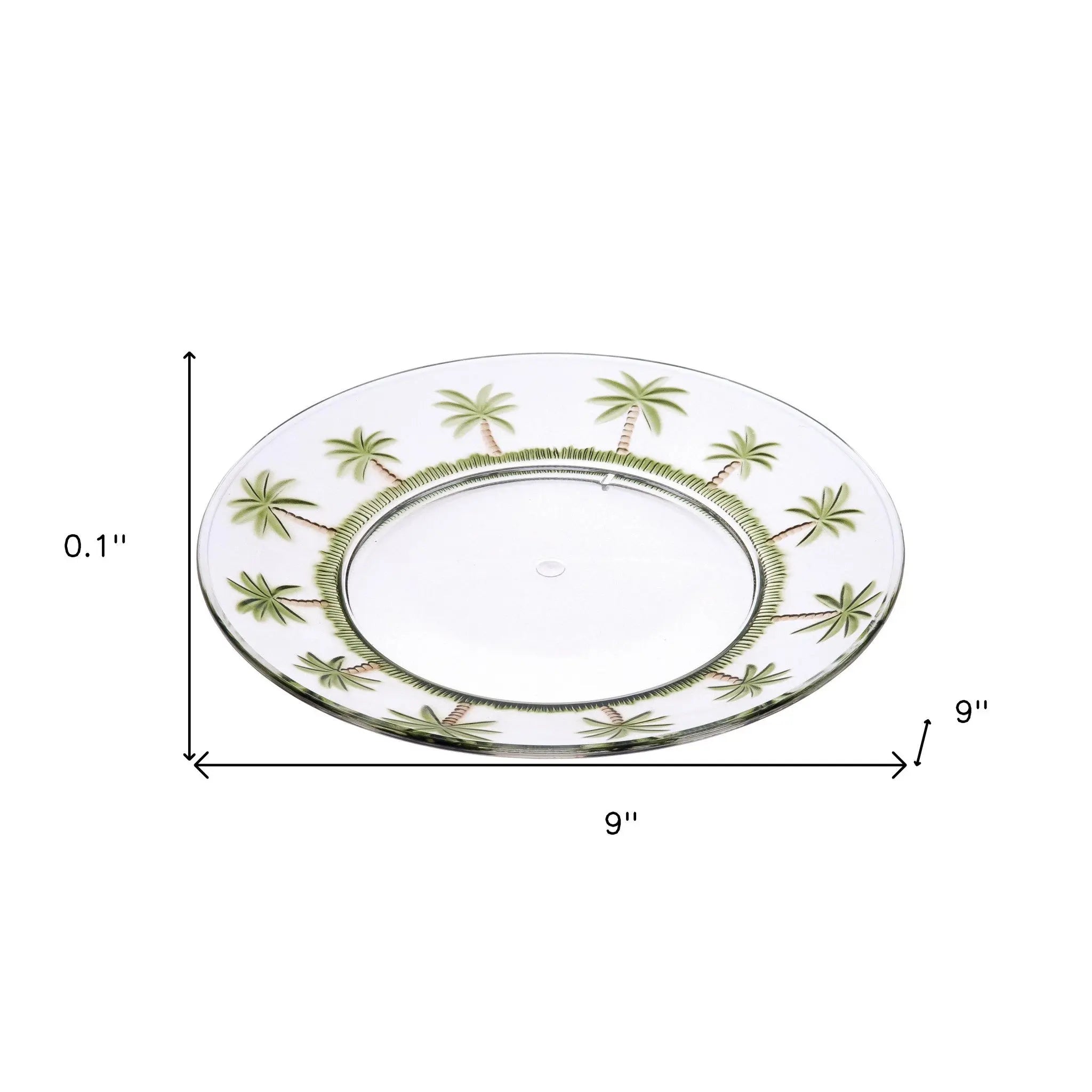 Clear and Green Four Piece Palm Tree Acrylic Service For Four Dinner Plate Set Homeroots Kitchen & Dining