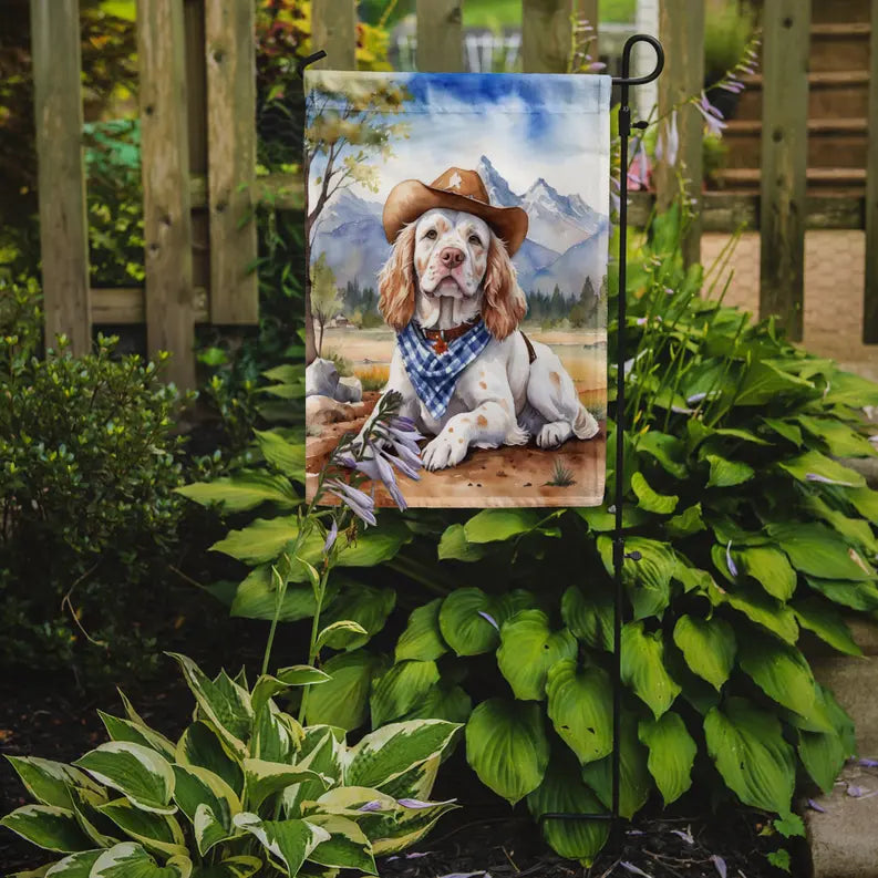 Clumber Spaniel Cowboy Welcome Garden Flag Caroline's Treasures
