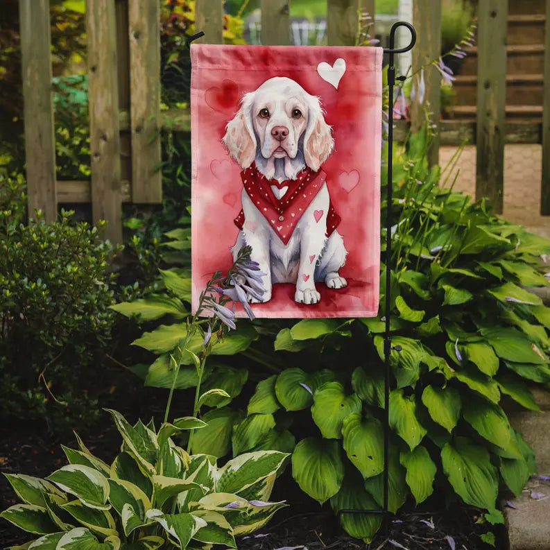 Clumber Spaniel My Valentine Garden Flag Caroline's Treasures