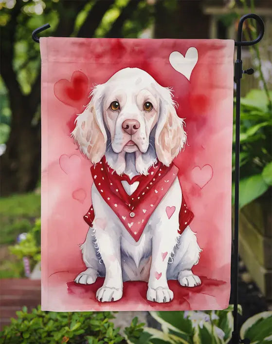 Clumber Spaniel My Valentine Garden Flag Caroline's Treasures