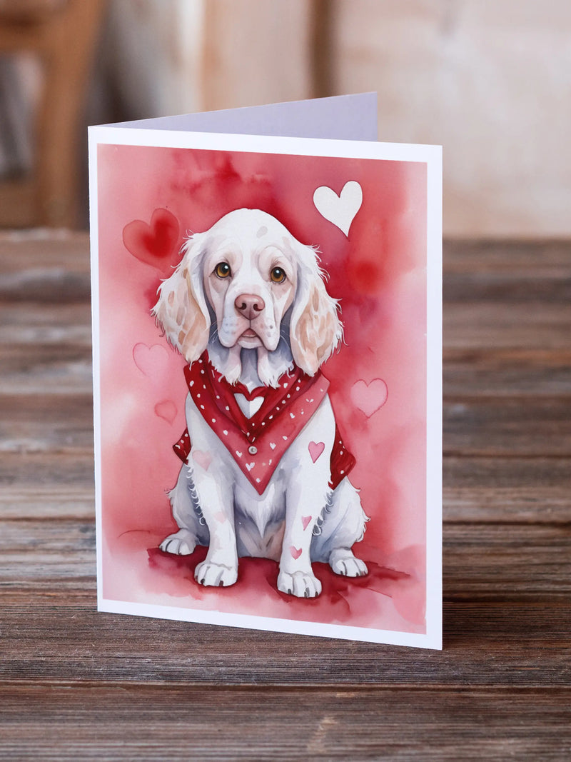 Clumber Spaniel My Valentine Greeting Cards Pack of 8 Caroline's Treasures