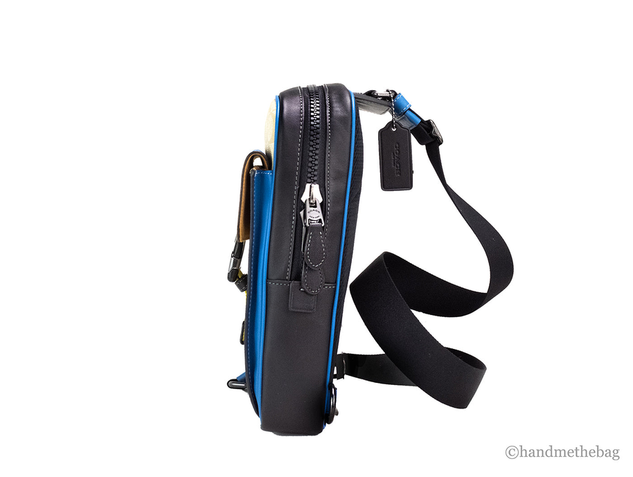 Coach Khaki Blue Jay Coated Canvas Colorblock Track Pack JV Deals