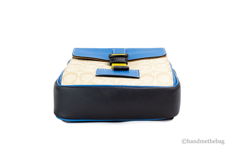 Coach Khaki Blue Jay Coated Canvas Colorblock Track Pack JV Deals