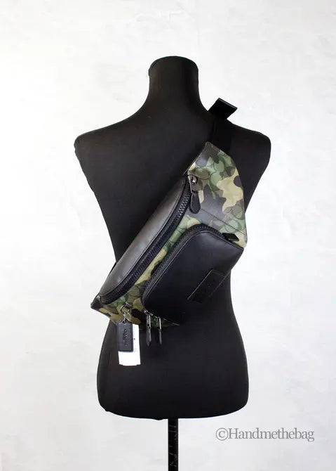 Coach Track Green Signature Camo Print Coated Canvas Belt Bag JV Deals