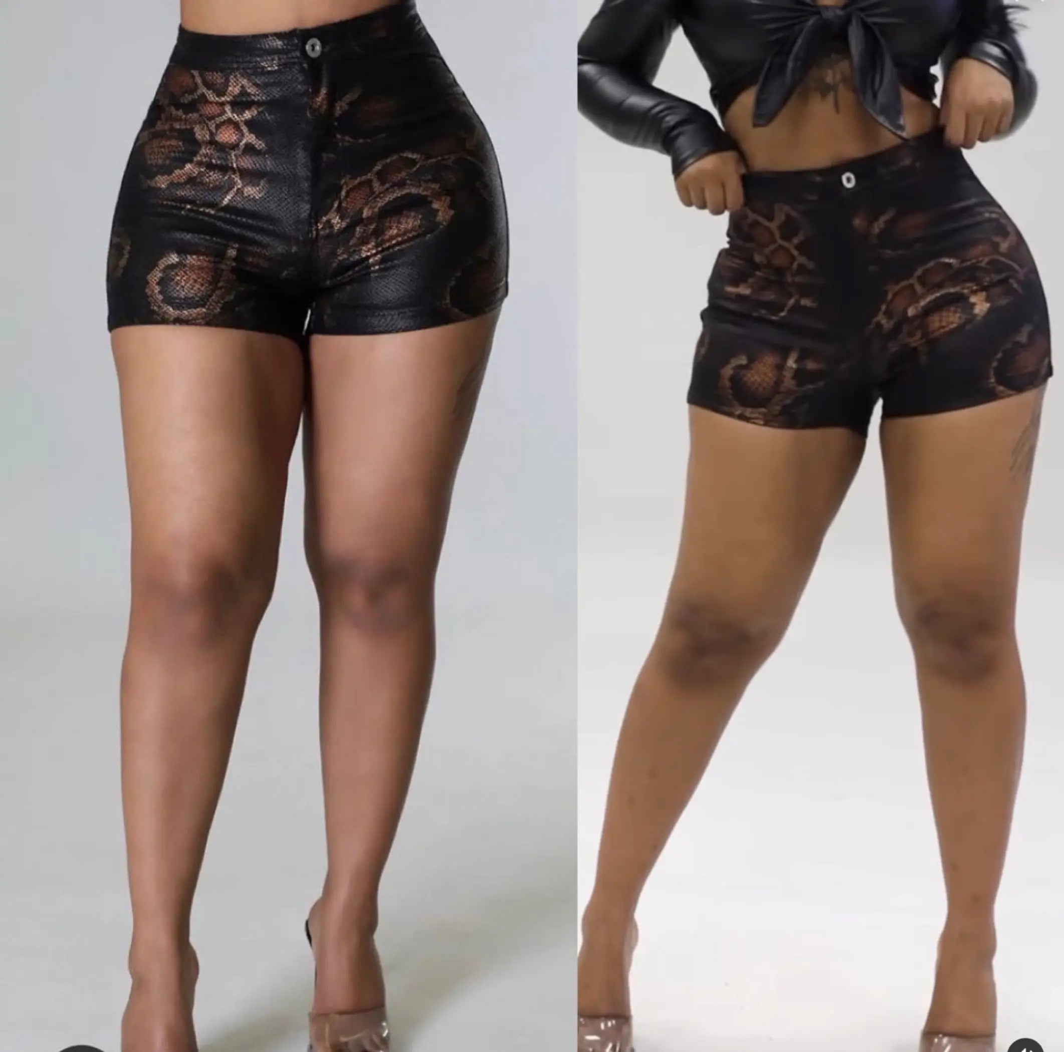 Coated Snake Print Shorts SurelyMine
