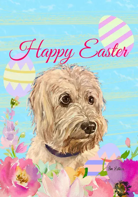 Cockapoo White - Hippie Hound Studios Easter  House and Garden Flags Best of Breed
