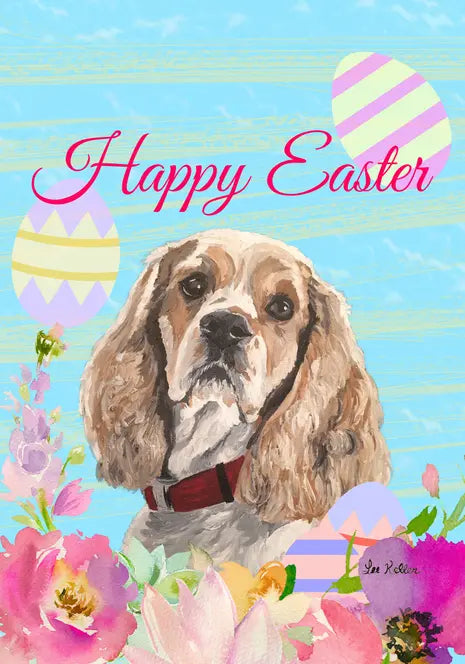 Cocker Spaniel Buff - Hippie Hound Studios Easter  House and Garden Flags Best of Breed