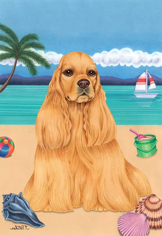 Cocker Spaniel Buff - Tomoyo Pitcher Summer Beach Garden Flag Best of Breed