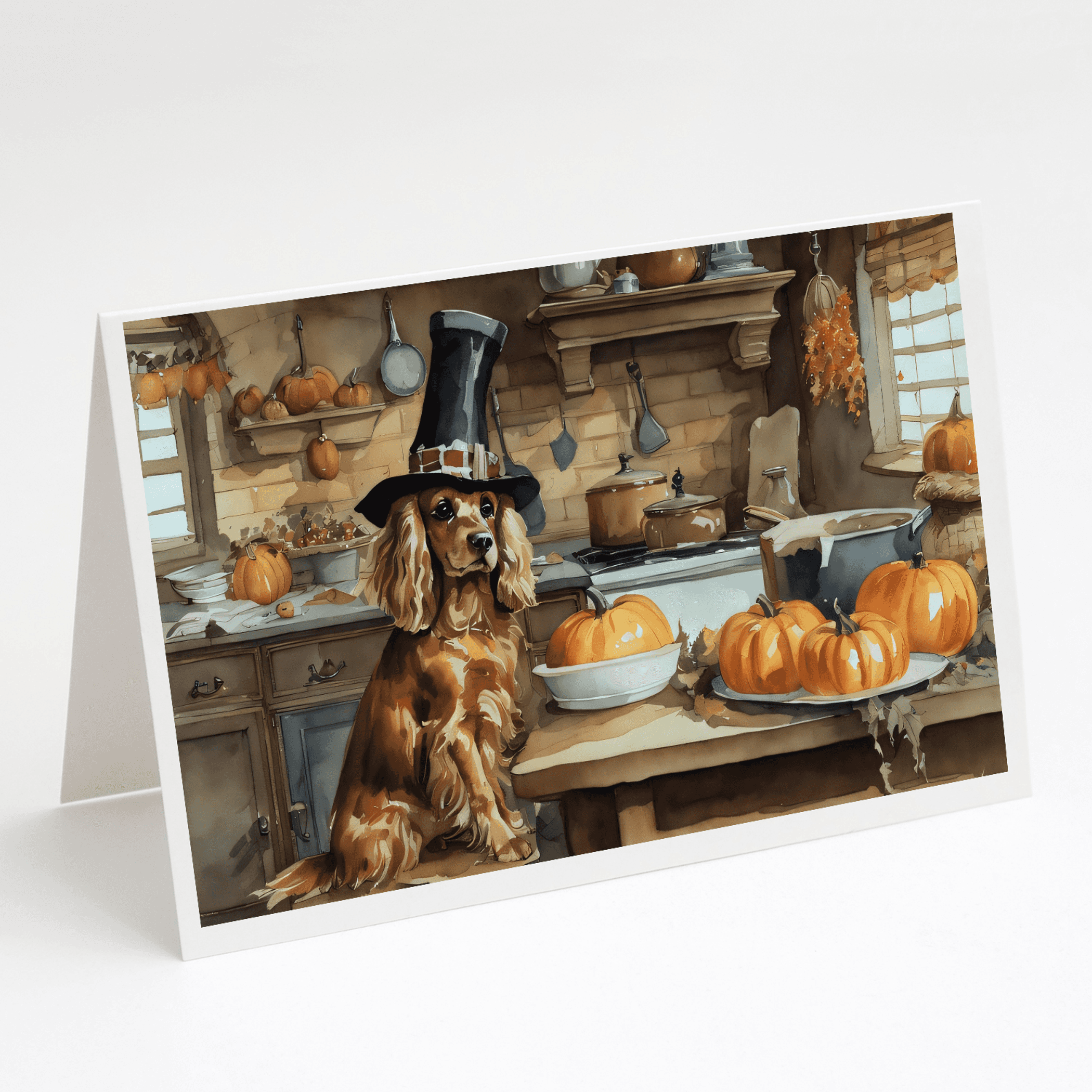 Cocker Spaniel Fall Kitchen Pumpkins Greeting Cards Pack of 8 Caroline's Treasures