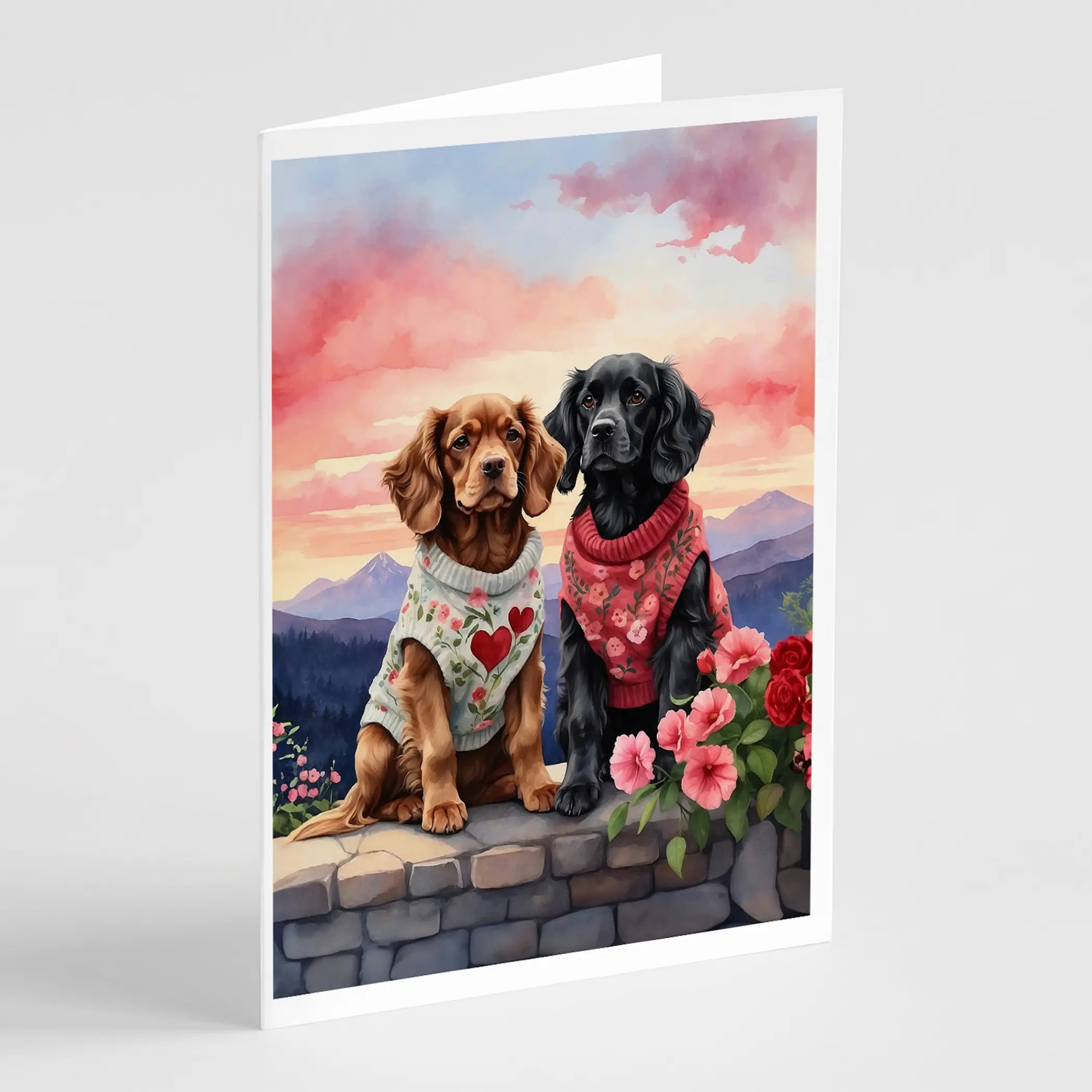Cocker Spaniel Two Hearts Greeting Cards Pack of 8 Caroline's Treasures