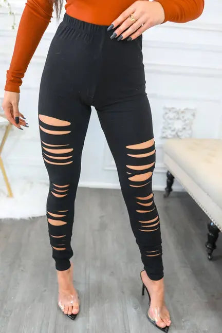 Code Shred Cut Out Destroyed Leggings SurelyMine