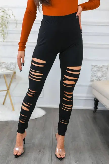 Code Shred Cut Out Destroyed Leggings SurelyMine