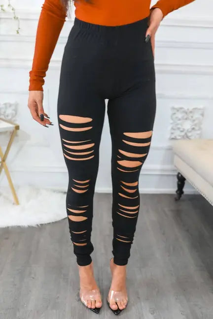 Code Shred Cut Out Destroyed Leggings SurelyMine