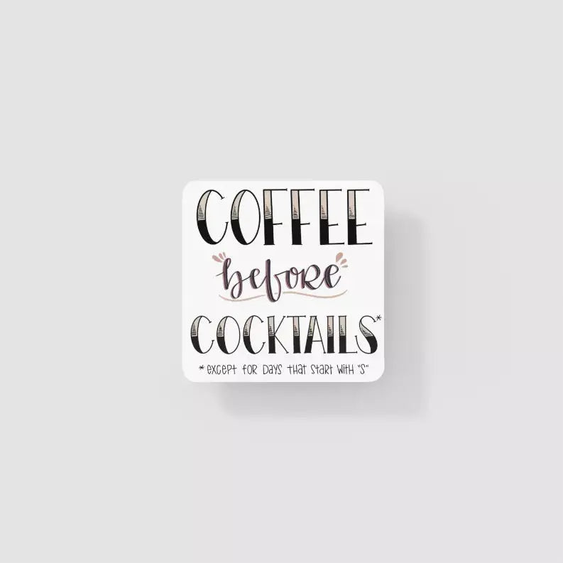 Coffee Before Cocktails Coaster Black Cat Bazaar