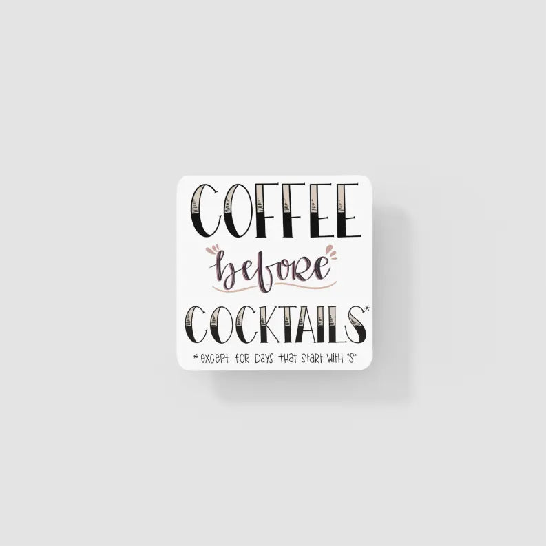 Coffee Before Cocktails Coaster Black Cat Bazaar