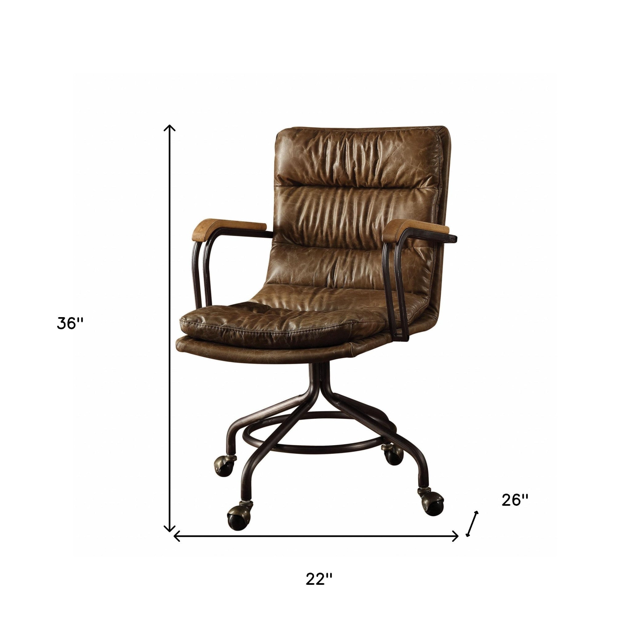 Coffee and Dark Brown Swivel Leather Rolling Executive Office Chair - GreatEagleInc