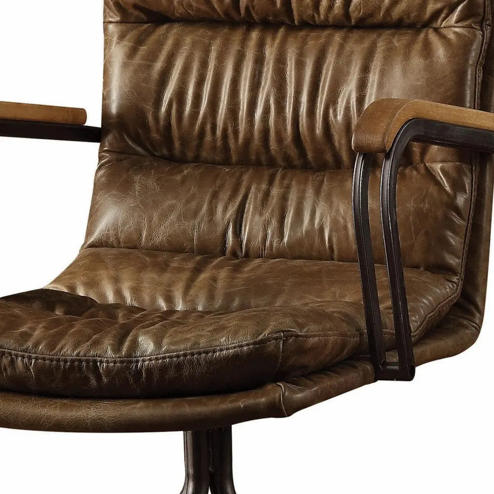 Coffee and Dark Brown Swivel Leather Rolling Executive Office Chair - GreatEagleInc