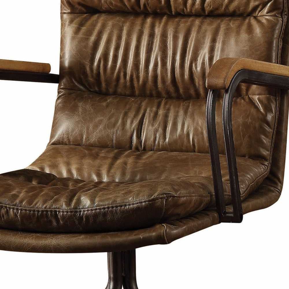Coffee and Dark Brown Swivel Leather Rolling Executive Office Chair - GreatEagleInc