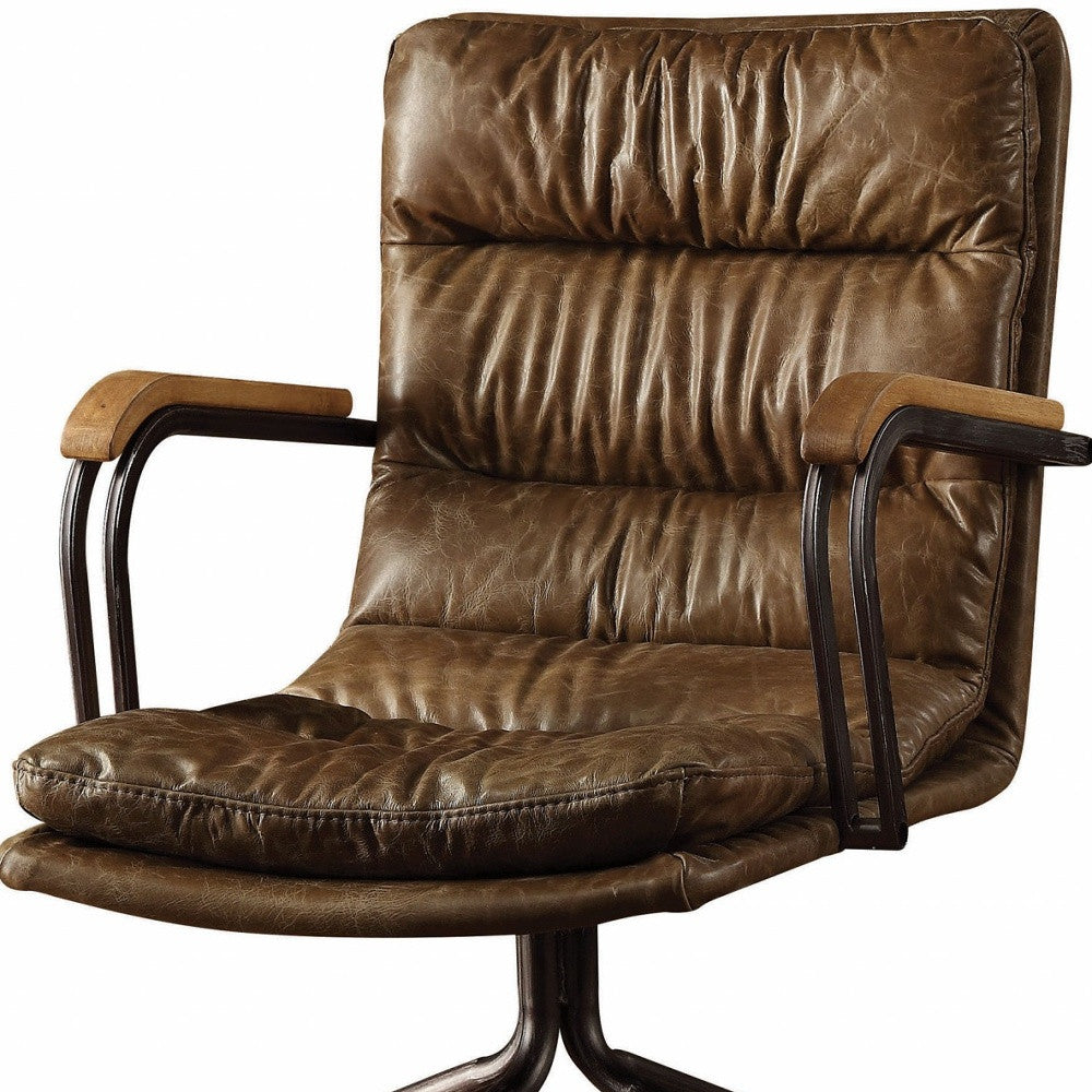 Coffee and Dark Brown Swivel Leather Rolling Executive Office Chair - GreatEagleInc
