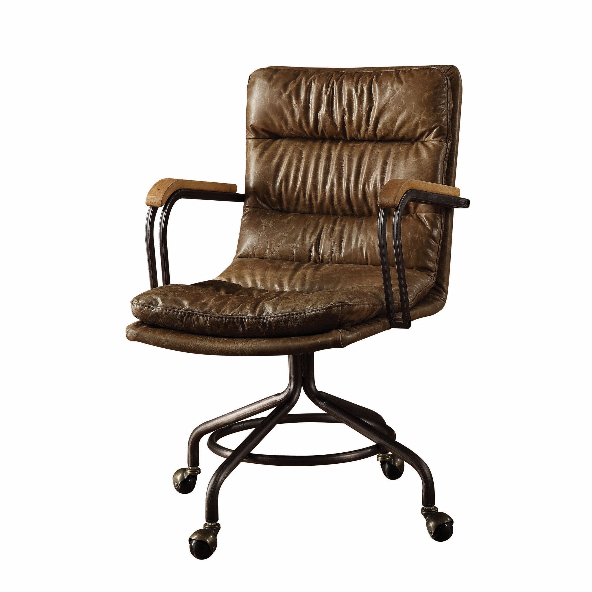 Coffee and Dark Brown Swivel Leather Rolling Executive Office Chair - GreatEagleInc