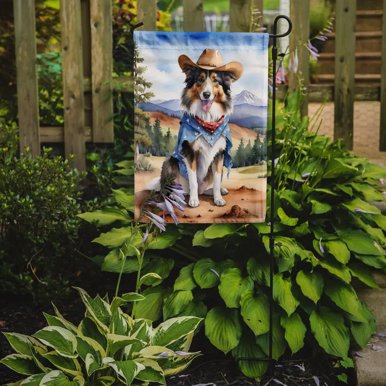 Collie Cowboy Welcome Garden Flag Caroline's Treasures
