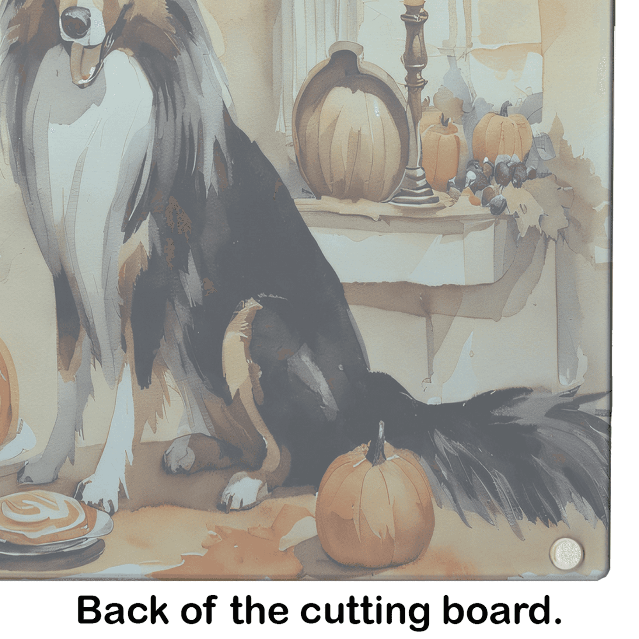 Collie Fall Kitchen Pumpkins Glass Cutting Board Caroline's Treasures