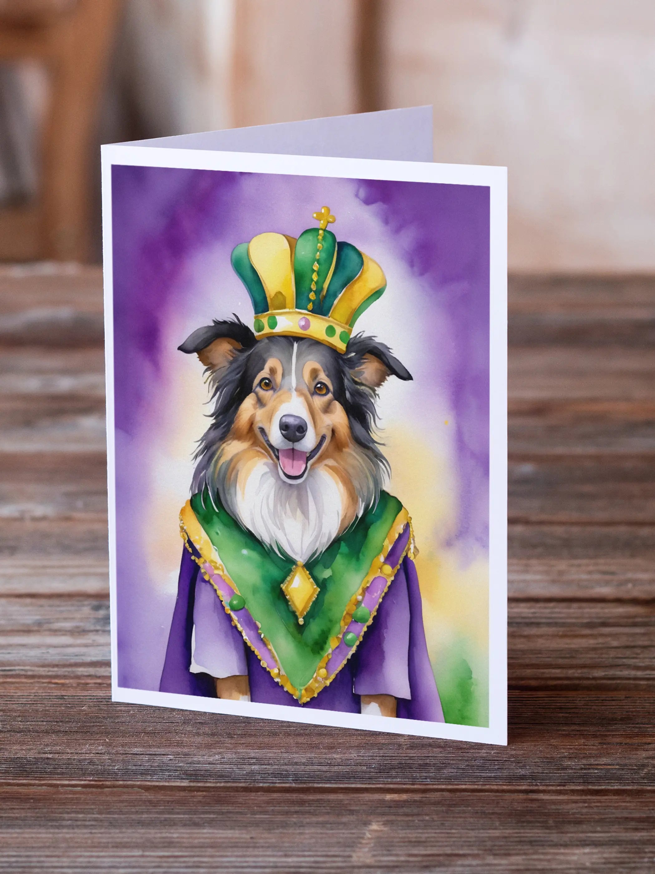 Collie King of Mardi Gras Greeting Cards Pack of 8 Caroline's Treasures