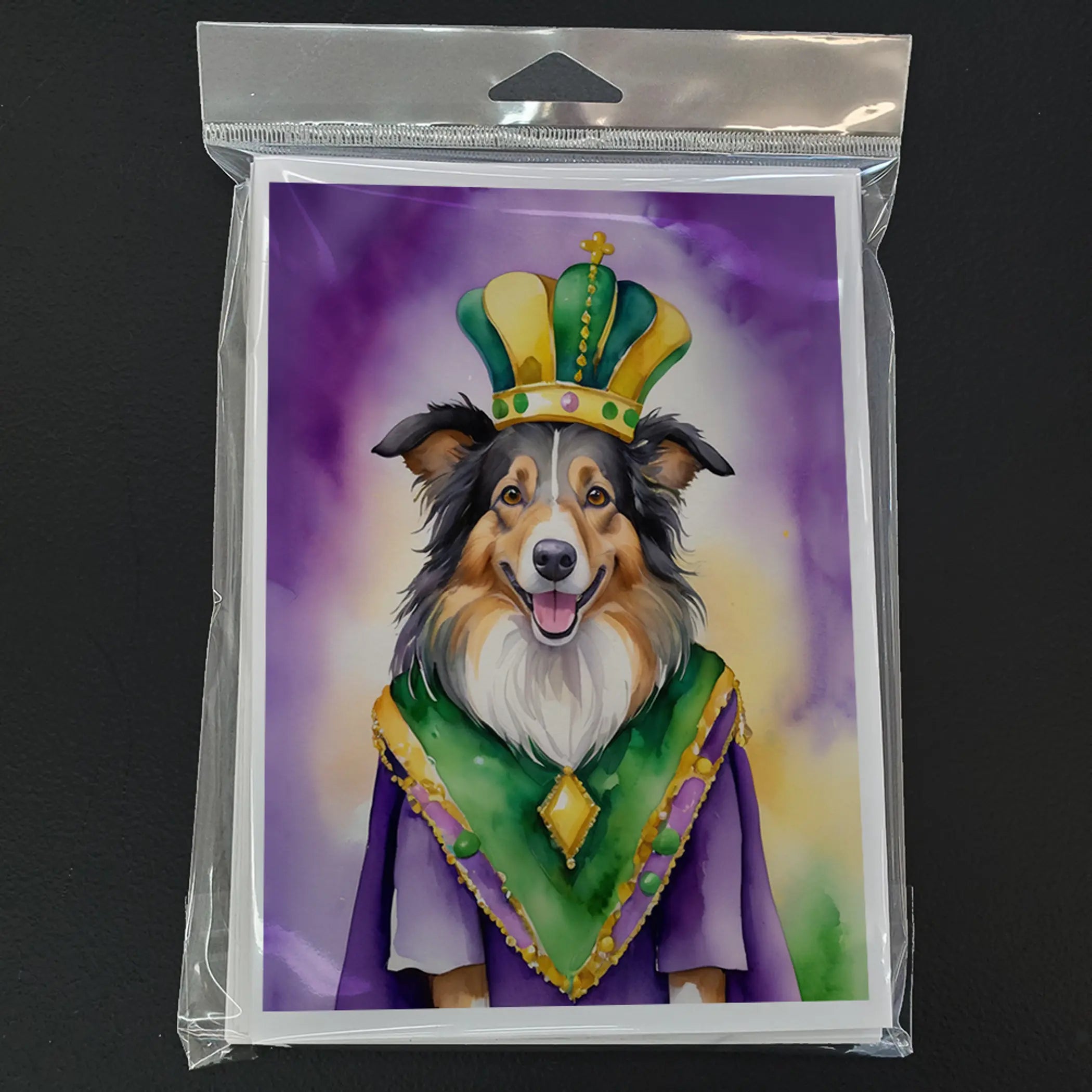 Collie King of Mardi Gras Greeting Cards Pack of 8 Caroline's Treasures