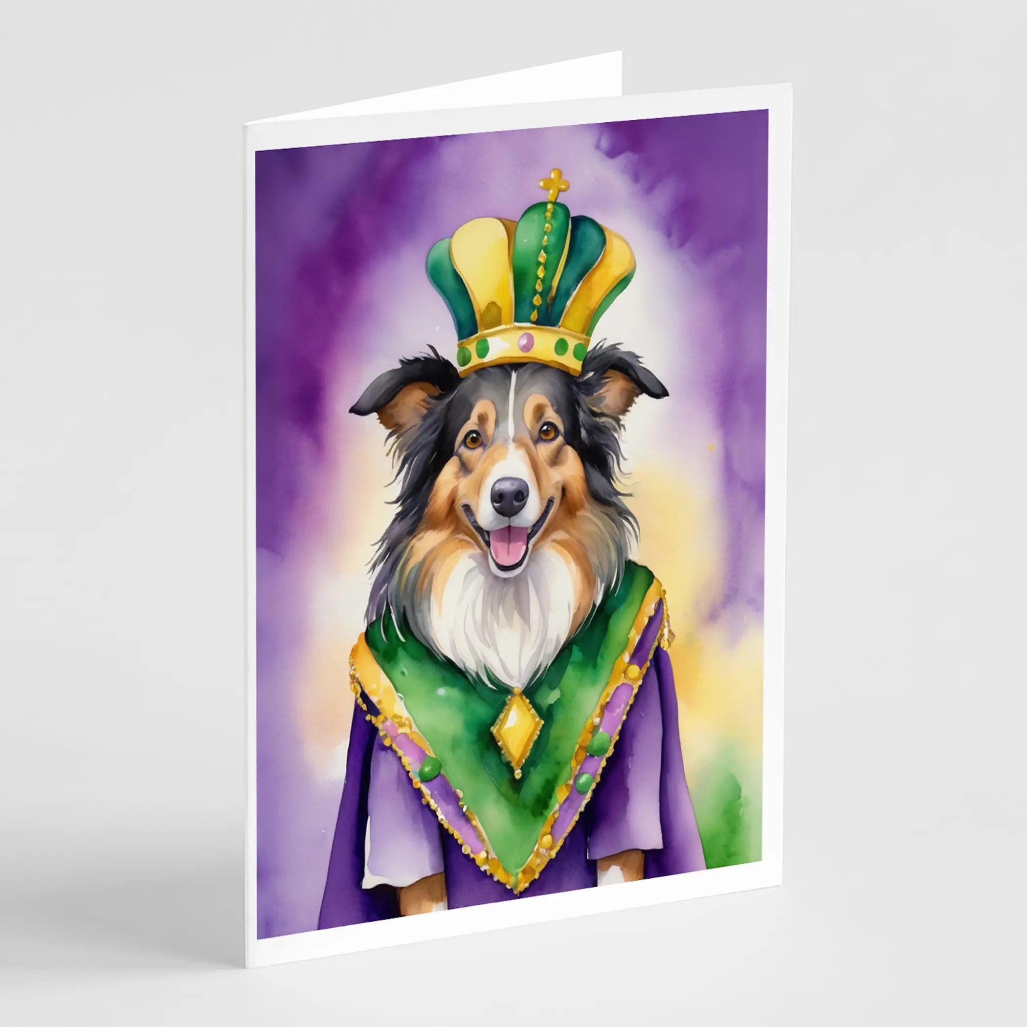 Collie King of Mardi Gras Greeting Cards Pack of 8 Caroline's Treasures
