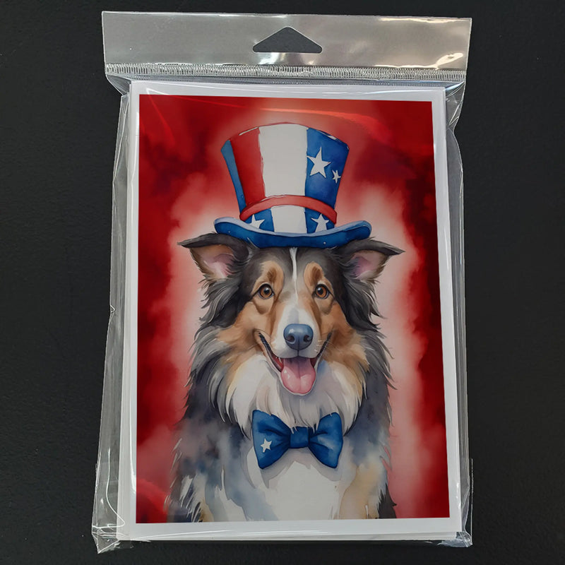 Collie Patriotic American Greeting Cards Pack of 8 Caroline's Treasures