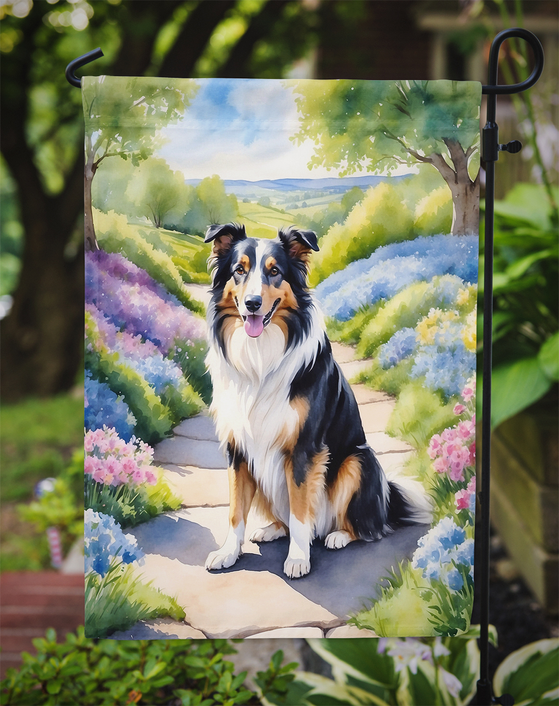 Collie Spring Path Garden Flag Caroline's Treasures