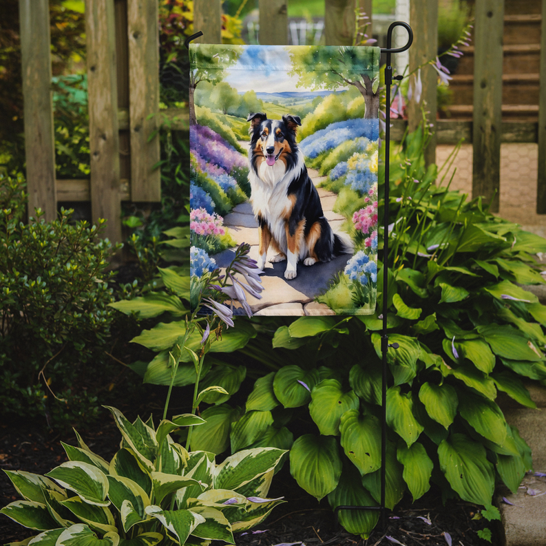 Collie Spring Path Garden Flag Caroline's Treasures