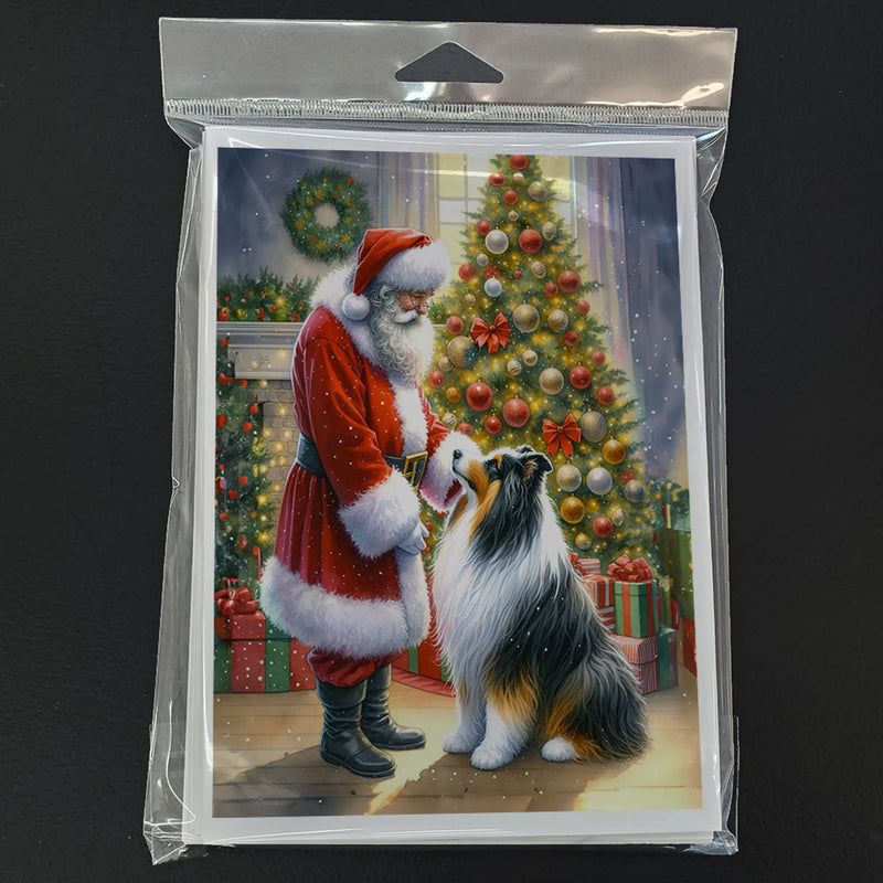 Collie and Santa Claus Greeting Cards Pack of 8 Caroline's Treasures