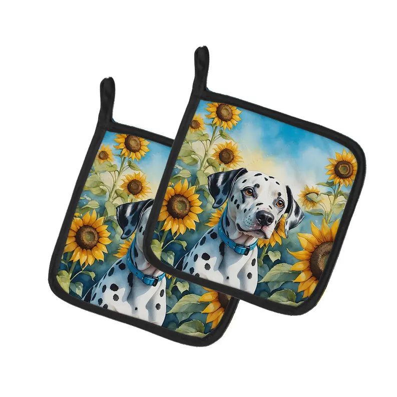 Collie in Sunflowers Pair of Pot Holders Caroline's Treasures