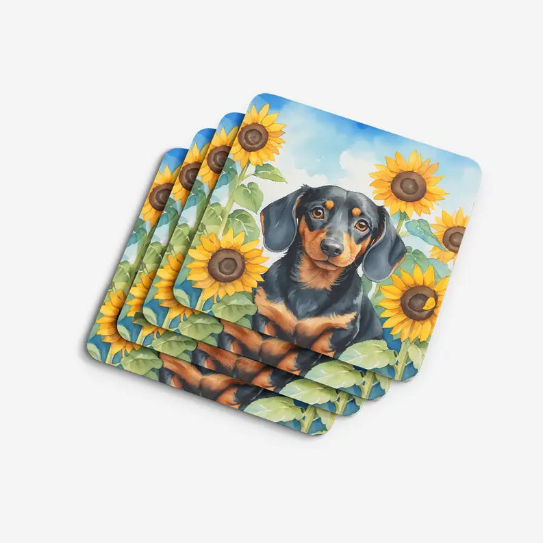 Collie in Sunflowers Pair of Pot Holders Caroline's Treasures