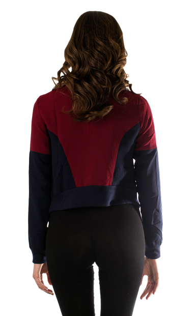 Color Block Stylish Blazer With Low Back SurelyMine