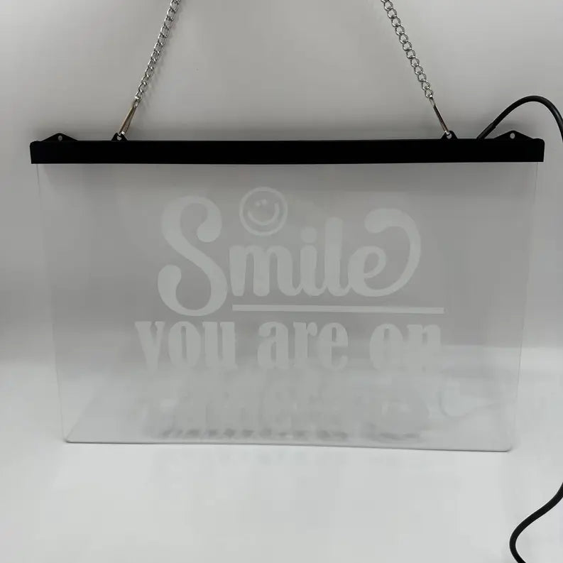 Color Changing LED Sign - Smile, You're on Camera (Hanging) The 308 Collective