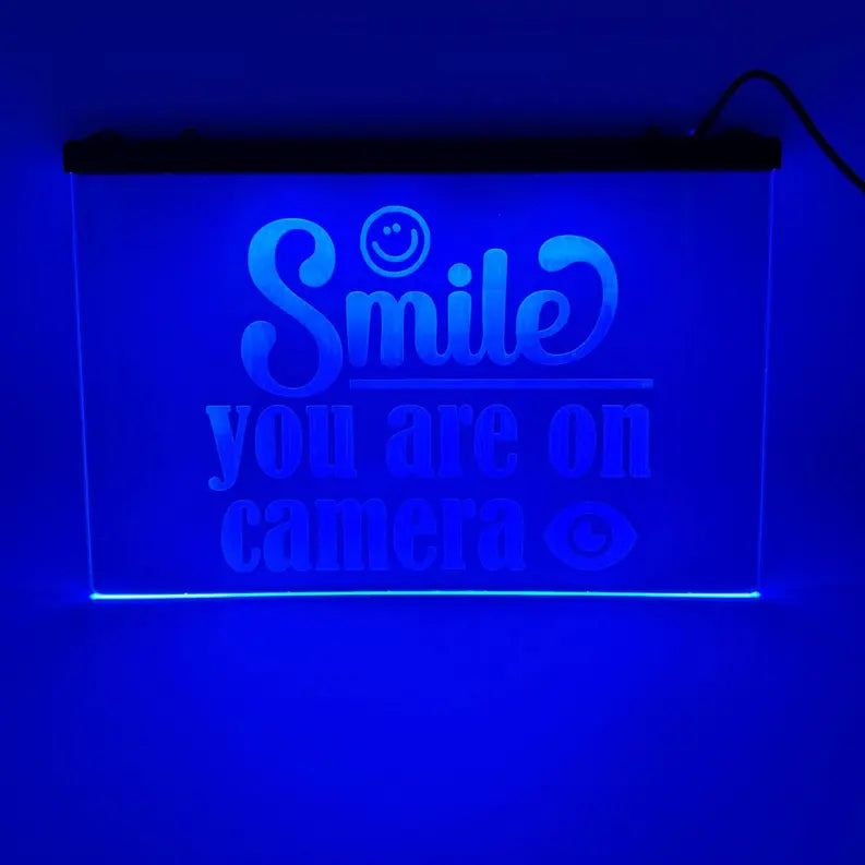 Color Changing LED Sign - Smile, You're on Camera (Hanging) The 308 Collective