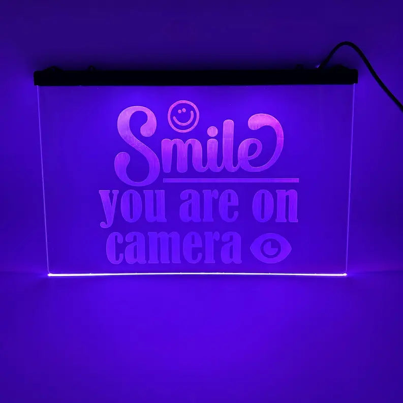 Color Changing LED Sign - Smile, You're on Camera (Hanging) The 308 Collective