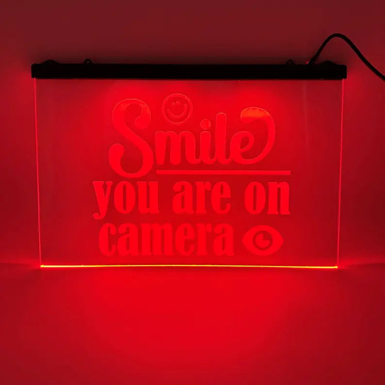 Color Changing LED Sign - Smile, You're on Camera (Hanging) The 308 Collective