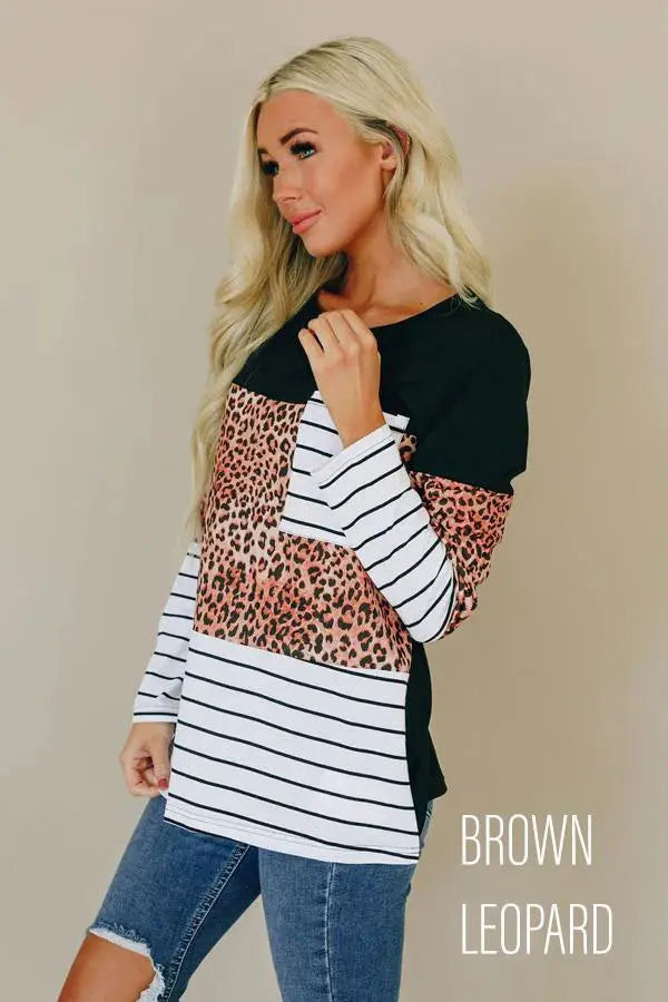 Color Coordinate Patterned Top Stay Warm in Style