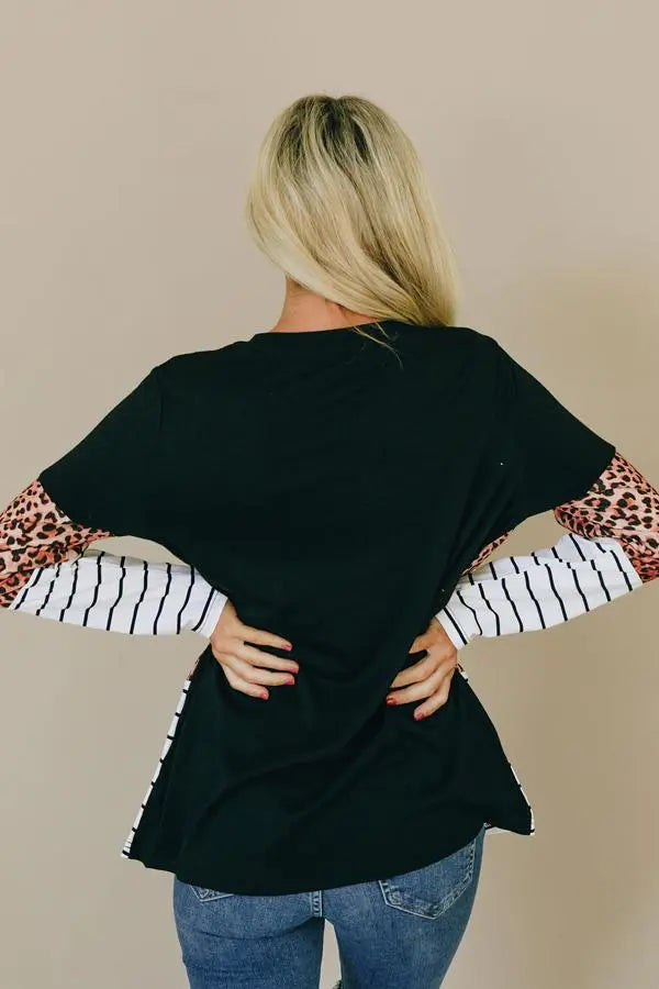 Color Coordinate Patterned Top Stay Warm in Style