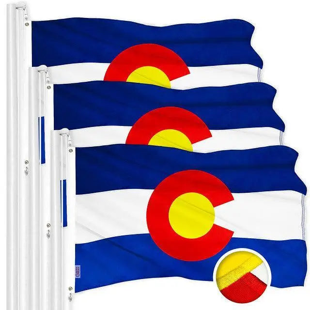 Colorado CO State Flag 3x5 Ft 3-Pack Embroidered Polyester By G128 G128