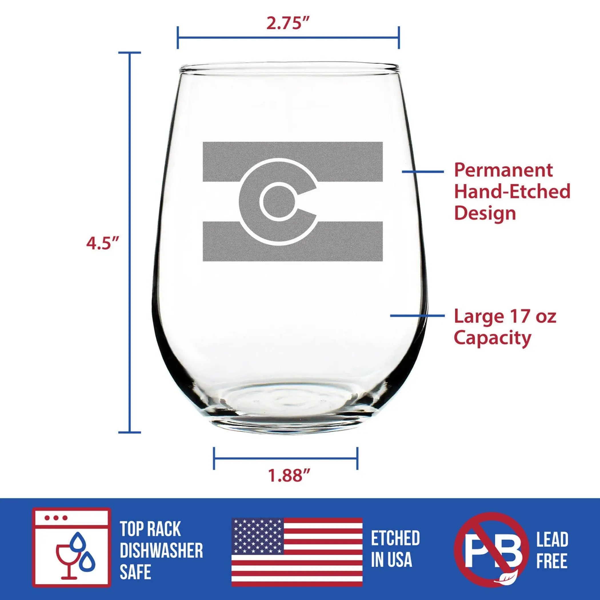 Colorado Flag Stemless Wine Glass - Coloradans Gifts Bevvee