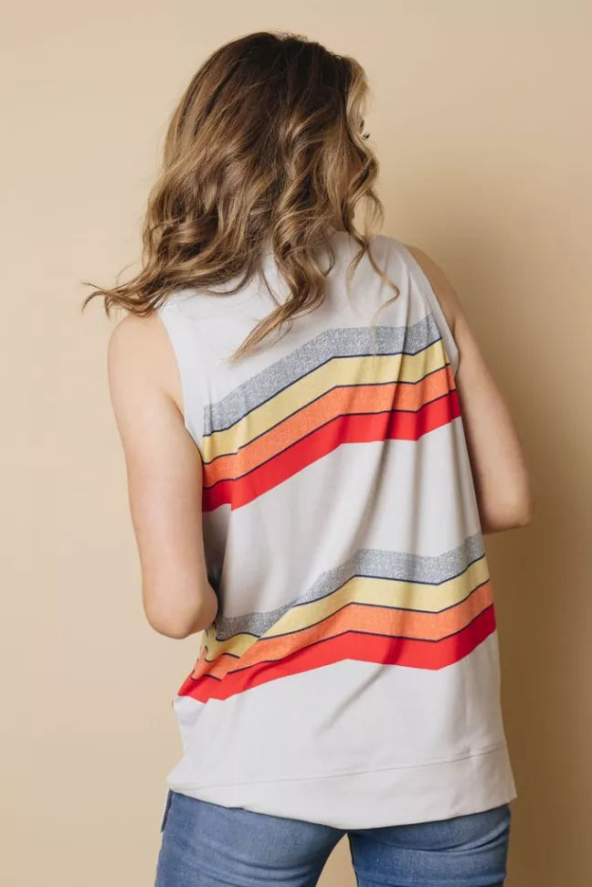Colorblock Stripes Tank Top Stay Warm in Style