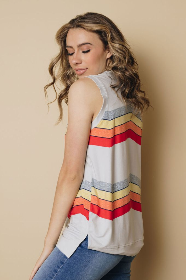 Colorblock Stripes Tank Top Stay Warm in Style